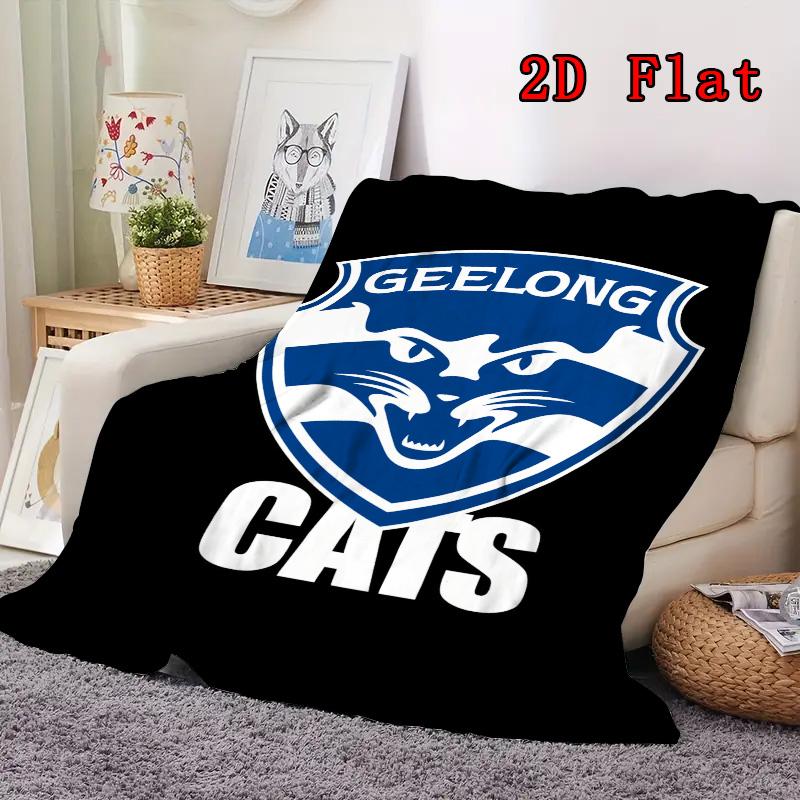 Geelong Cats 2D Flat Pattern Flannel Blanket High quality All Seasons Warmth and Comfort Perfect for Christmas Gifts.