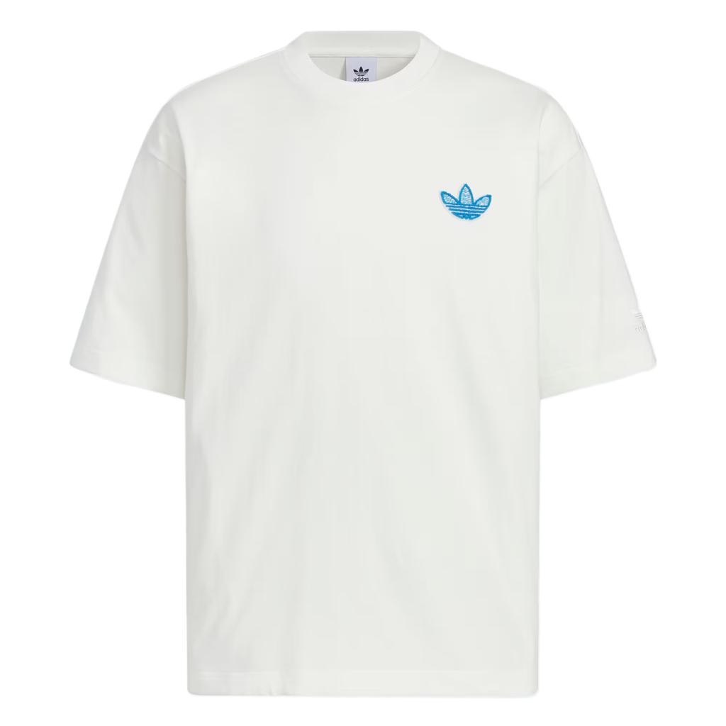 Adidas Originální tričko s grafickým logem Trefoil, pohodlné, všestranné, módní, s krátkým rukávem, pro muže, bílé KE5793