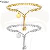 Fashion Stainless Steel Custom Bracelet Letter Tag Ball Beads Adjustable Women's Bracelet Jewelry