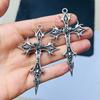 New Personalized Hip Hop Retro Gothic Cross Ethnic Floral Alloy Pendant Sweater Chain