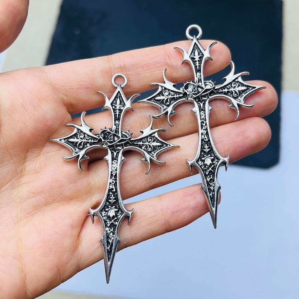 New Personalized Hip Hop Retro Gothic Cross Ethnic Floral Alloy Pendant Sweater Chain