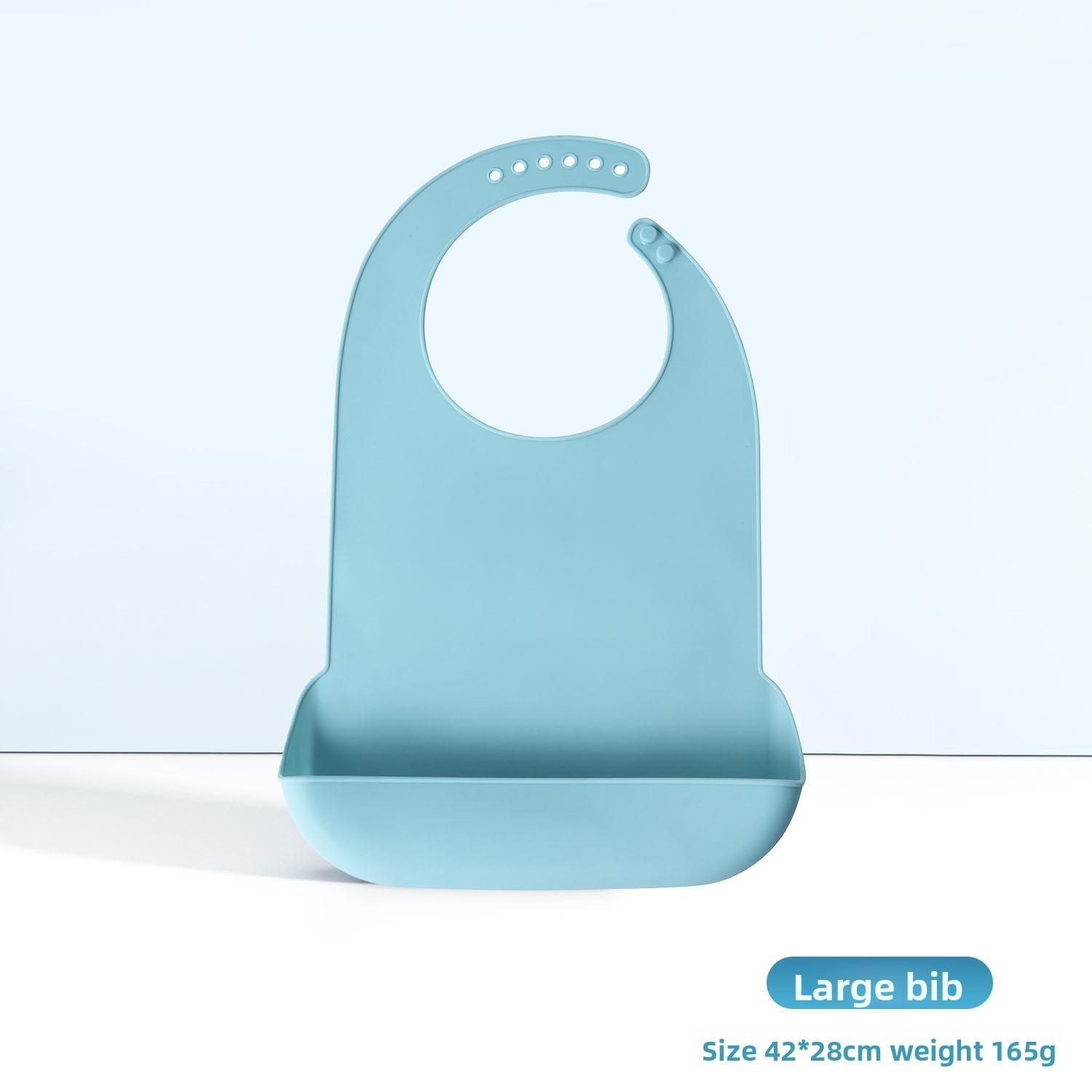 

Взрослый силиконовый слюнявчик для пожилых людей, карман для риса, водонепроницаемый, трехмерный карман для риса, большой детский силиконовый нагрудник для еды, карман для слюны Large светло-синий