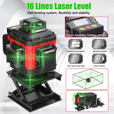 Livellatore laser multifunzionale a 16 linee 3 gradi Macchina autolivellante Livellamento batteria al litio ricaricabile