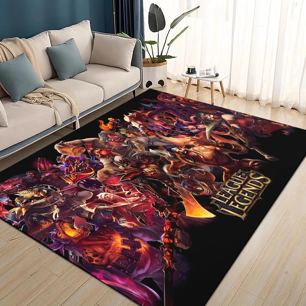 2025 New LOL Jinx League of Legends Game Carpet Rug for Living Room Bedroom Home Sofa Decoration,Kids Play Non-slip Floor Mat