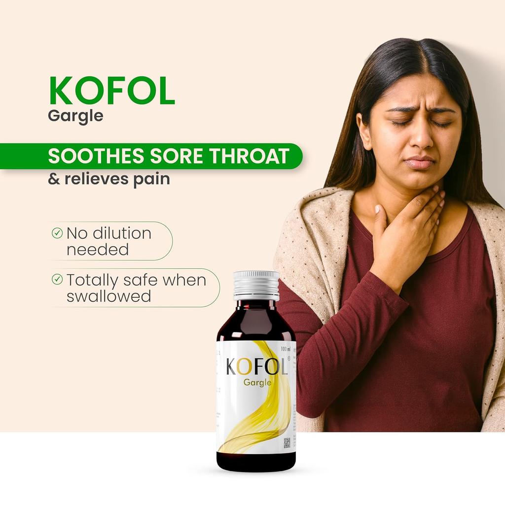 Vedistry Kofol Herbal Gargle Solution Alcohol Free Ready To Use Oral Rinse For Throat Care Freshening 100 Ml X Pack Of 3