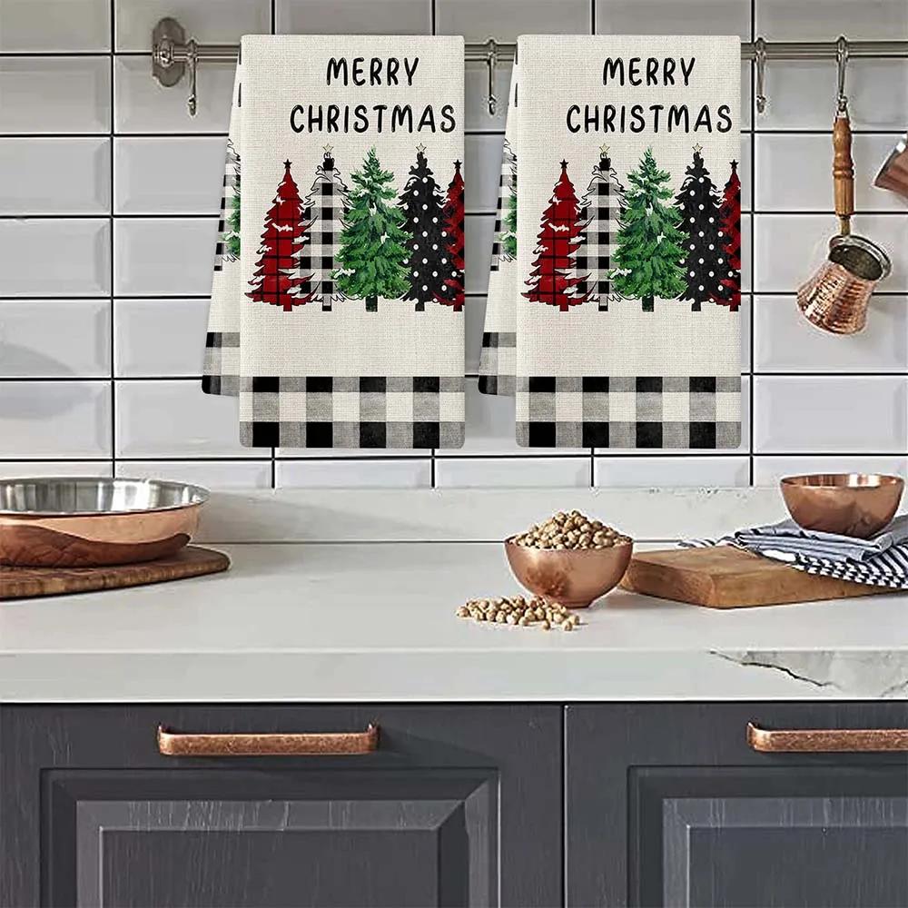 Durable Christmas Kitchen Dishcloth Towel Decorative Quick-drying Christmas Cute Snowman Dish Cloth Hand Towel Kitchen Cleaning 40X60CM