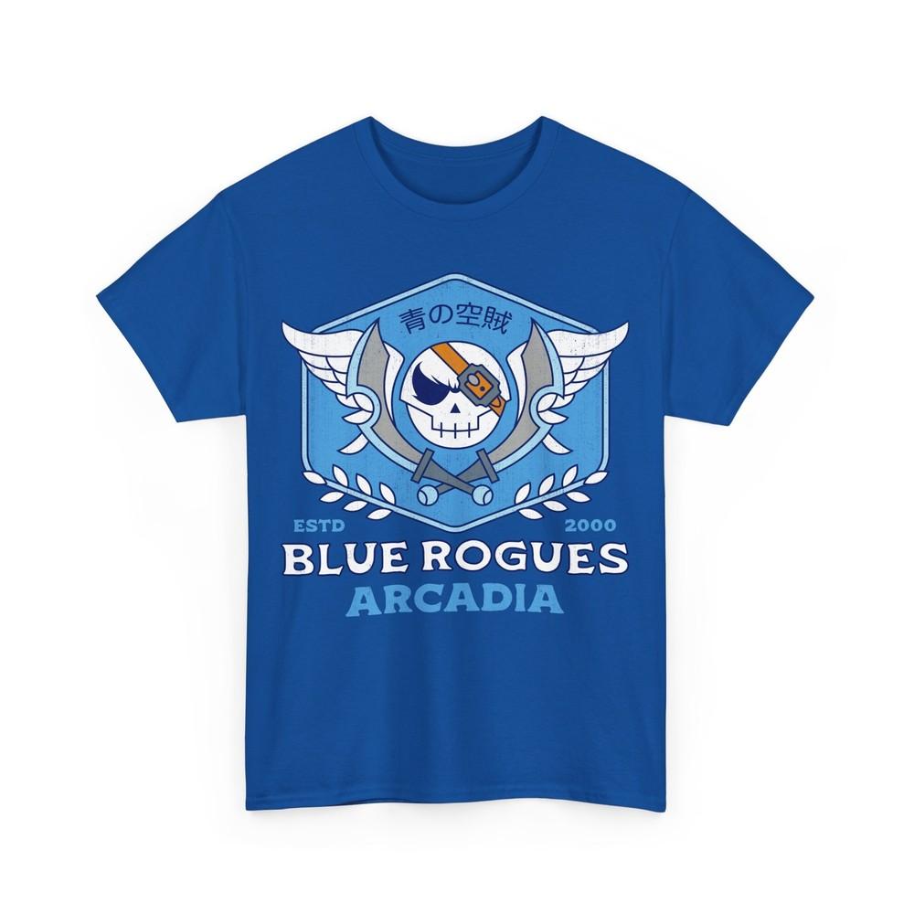 Blue Rogues Grunge Emblem Unisex T-Shirt. Skies Of Arcadia Video Game. Skull.