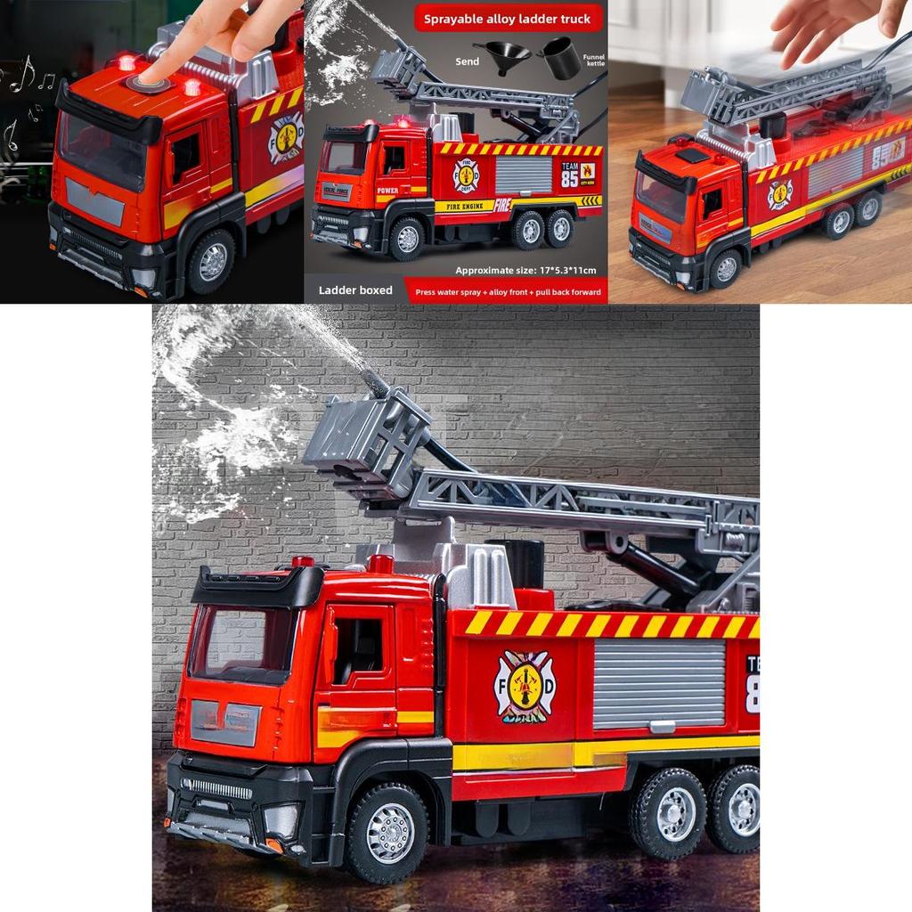 Feuerwehrauto Spielzeug mit Wasserspritze und Trägheitsantrieb für Kinder Lernspiel