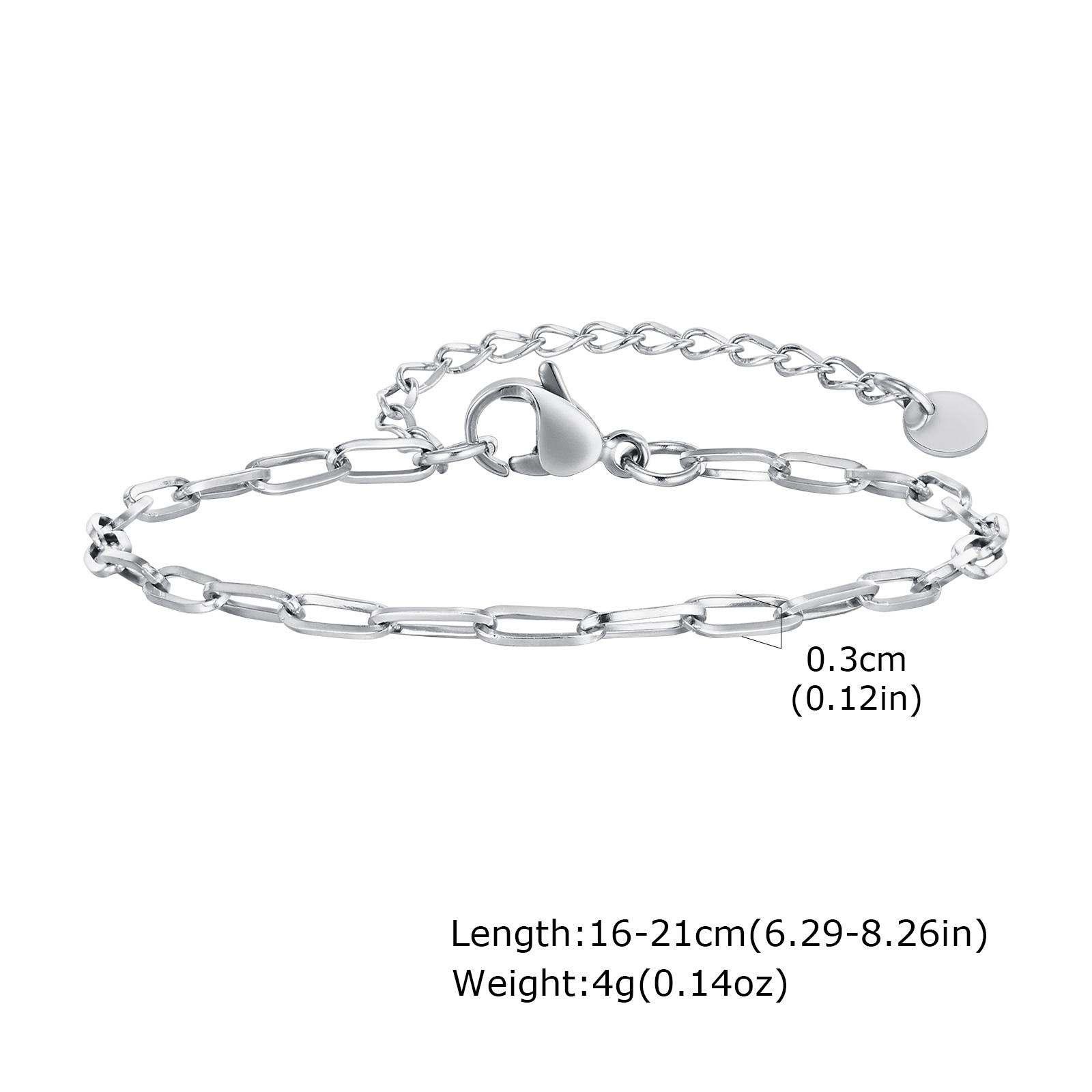 Stainless Steel Paperclip Chain Bracelet Metal Simple Bracelet For Women Men Silver Plated Punk Jewelry Gifts