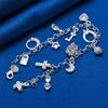 925 Sterling Silver 8-inch Moon/cross/bag Bracelet, Fashionable Women's Wedding Party Jewelry Accessories