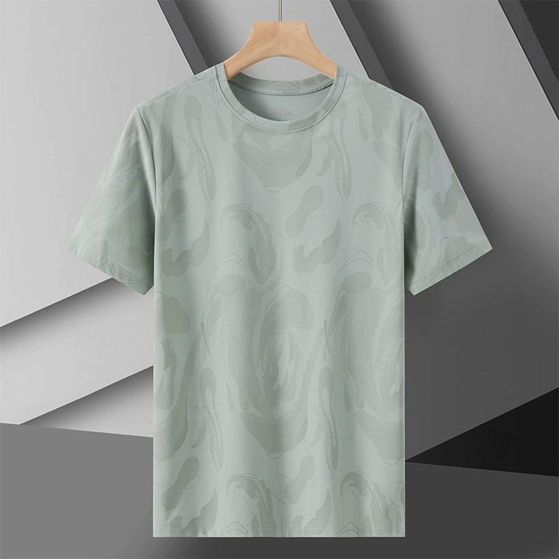 

Футболка с короткими рукавами Ice Silk Cool, мужская модная спортивная повседневная свободная футболка для фитнеса, быстросохнущая, дышащая L