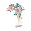 Elegant Peony Brooch With Enamel Accent And Tassels Design For Traditional Costumes And Special Occasions