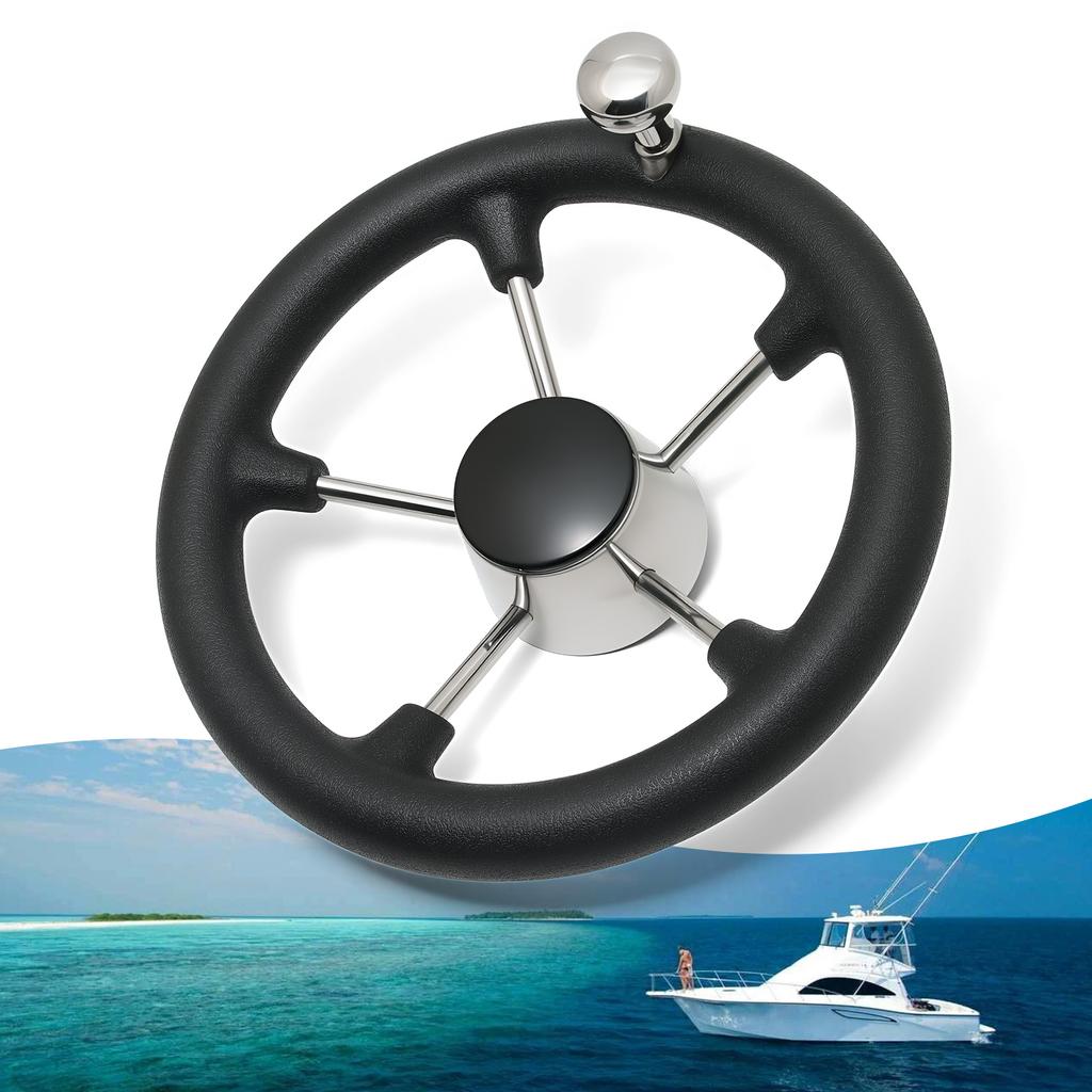 Boat Yachts Accessories Marine 11 Inch 300MM stainless steel Steering Wheel With Black Foam or Without  Foam Ship Steering Wheel