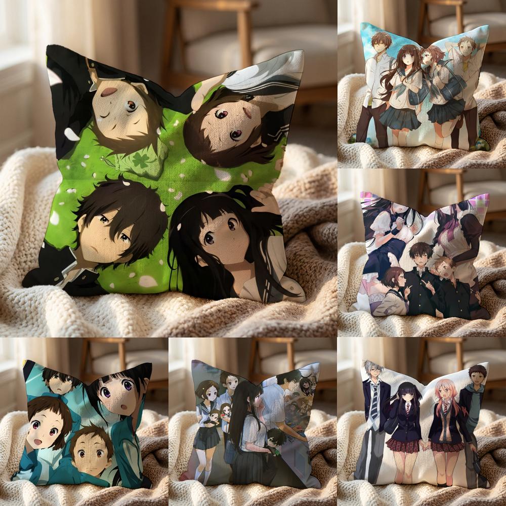 Anime H-HyoukaS Cushion Cover Multi-Scene Pillow Cover for Home & Car - Reversible, Soft & Durable for Daily Use
