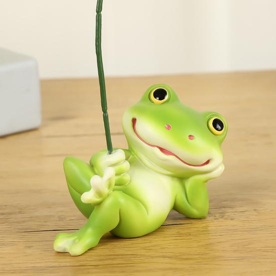 Niedliche Froschfigur Pflanzgefäß Dekoration Kleiner kletternder/liegender Frosch mit Blatt-Regenschirm Statue für Außenhof Terrasse Garten Dekor