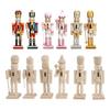 6pcs Christmas Nutcrackers Soldier Unpainted DIY Wood Walnut Figures with Paint and Brush Unfinished Nutcrackers Decor