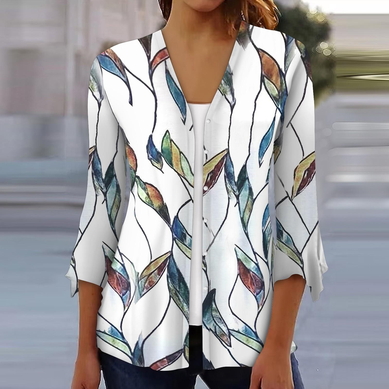 

Рубашки с рукавом 3/4 для женщин, свободная футболка с принтом, топы с v-образным вырезом и рюшами на рукавах XL