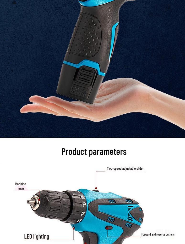 Dual-Battery Lithium Electric Drill Set - Pistol Grip, DIY Impact Drill with Charger for Home Use