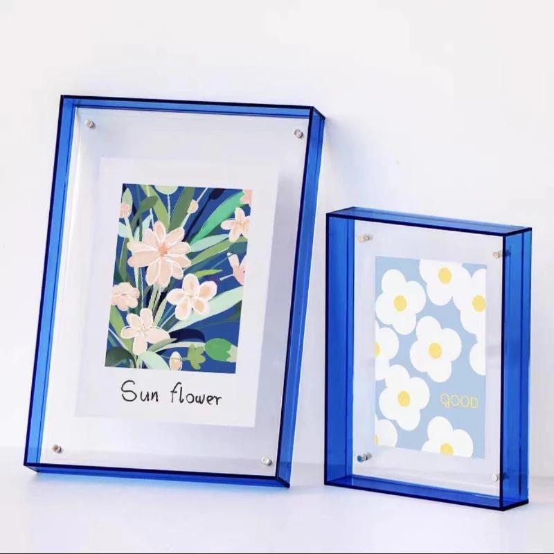 Acrylic Picture Frame Table Light Luxury Transparent Diy Frame Ins Style Poster Mounted Color Hanging Wall Picture Frame