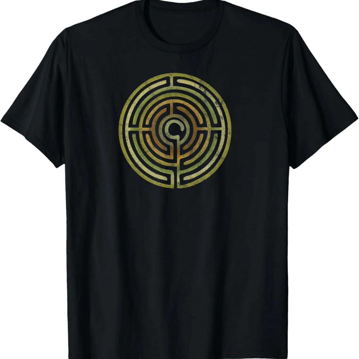 Labyrinth Protection Symbol Lucky Charm Magic Mystic Occult T-Shirt S чёрный