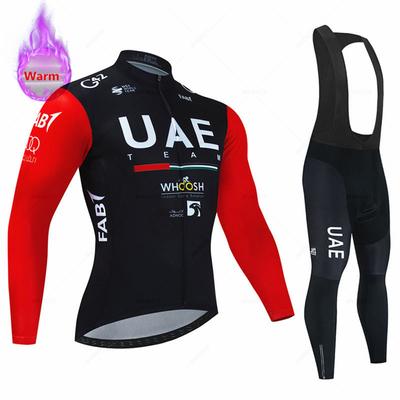 2025 UAE Team Invierno Forro Polar Manga Larga Conjunto de Maillot de Ciclismo Ropa para Bicicleta de Montaña Ropa Ciclismo Traje de Maillot para Bicicleta de Carreras