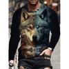 Street Fashion Men's Long Sleeve T-shirt Spring And Autumn Men's Daily Casual Top 3D Wolf Print Men's Long Sleeve T-shirt