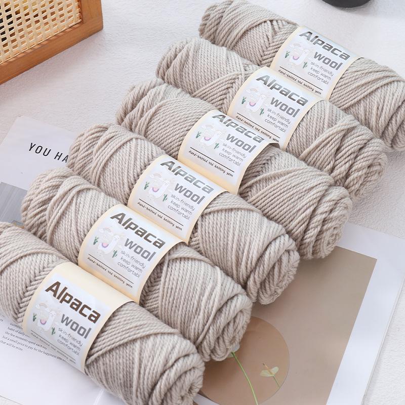 Alpaca Wool Medium Thick Yarn Ball for Hand-Knitted Cardigans, DIY Scarves, and Sweaters