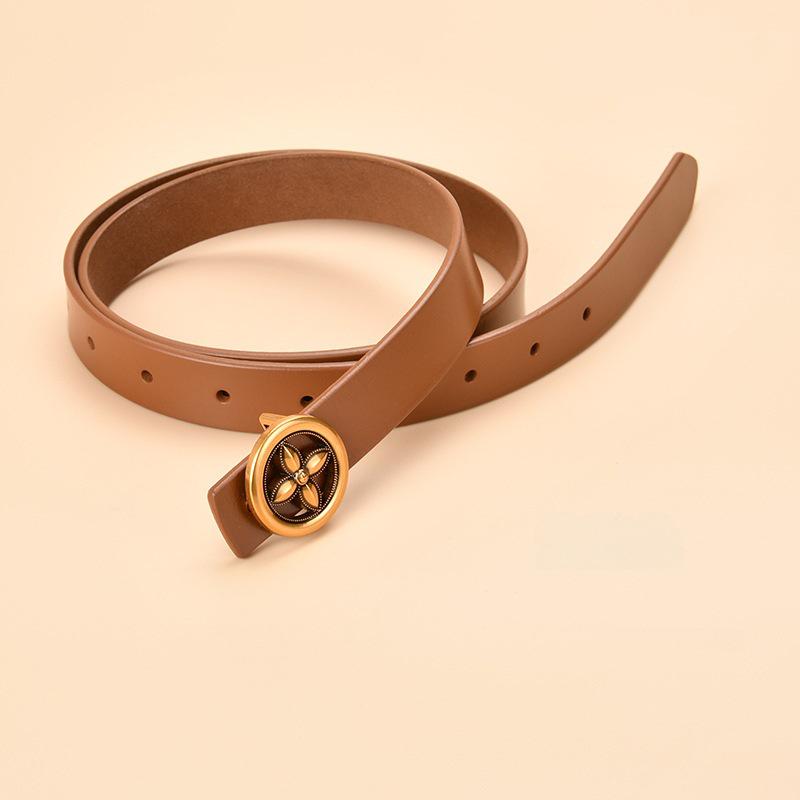 

Женский декоративный ремень из натуральной коровьей кожи с круглой пряжкой — универсальный дизайн для джинсов и талии 105cm