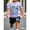 Kinder 67 Astronaut Spaß Aufdruck 11 Farben Kinder T-Shirt und Shorts 2-teiliges Set Sommer Haus Draußen Freizeit Outfit Jungen und Mädchen Sportset