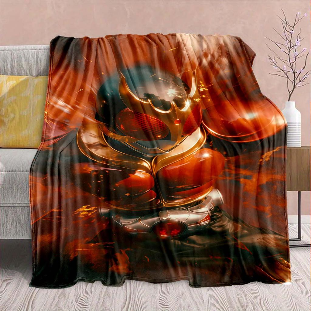 Kamen Rider Anime Flannel Blanket – Soft, Warm, Perfect for Sofas, Bedding, Camping, Travel, Office, and Home Decor – QJY