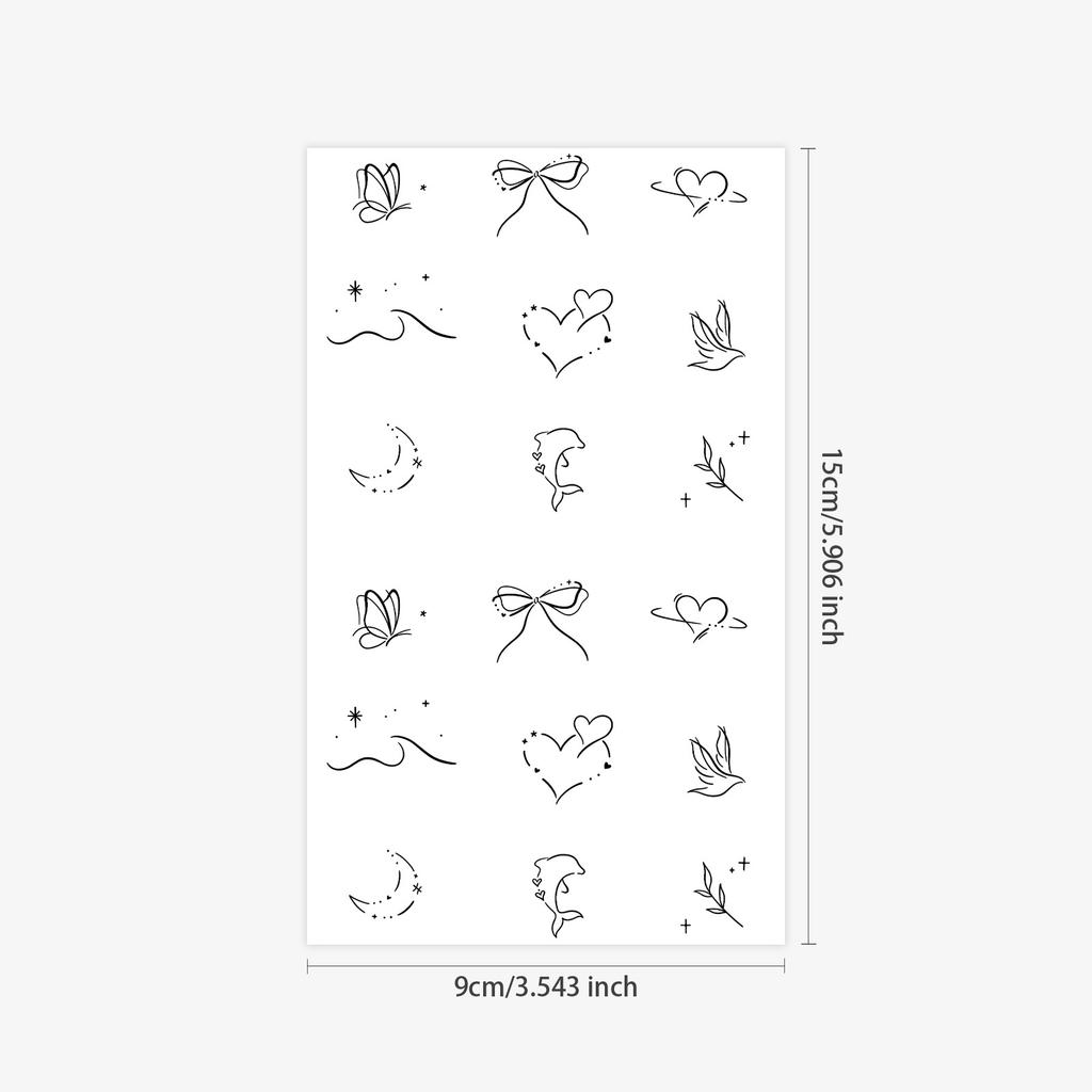 Einfacher Schleifen-, Liebes-, kleines Muster-, wasserfester und langlebiger, hochwertiger Finger-Tattoo-Aufkleber