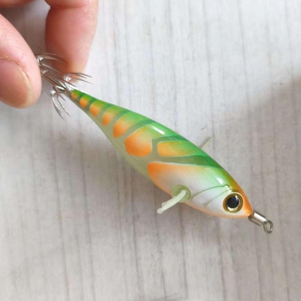 55mm 5.2g Sepia Tintenfisch Köder Leuchtender Holzgarnelen Köder Haken Tintenfisch Jig Meeresangeln