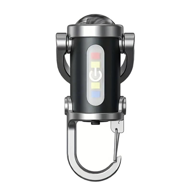 Mini COB Keychain Flashlight USB Rechargeable LED Torch 6 Modes Waterproof Portable Work Light for Camping Hiking Emergency Use