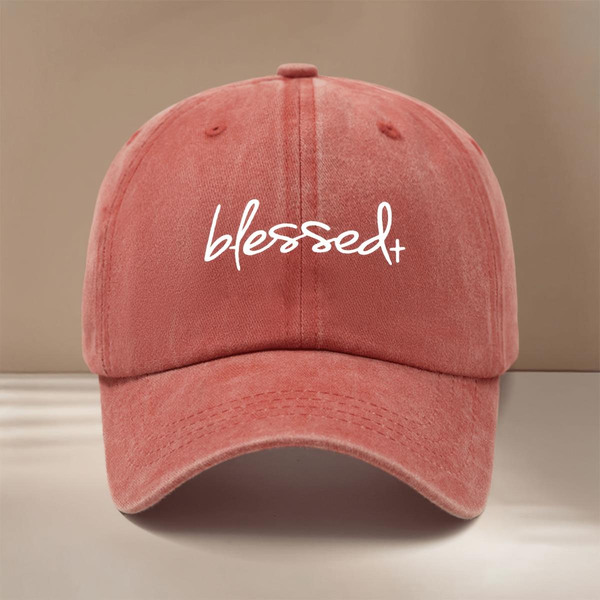 Blessed Text Pattern Baseball Cap Relaxed Fit with Curved Brim for a Slimming Effect Unisex HipHop Style Curved Brim Hat Li 1pc