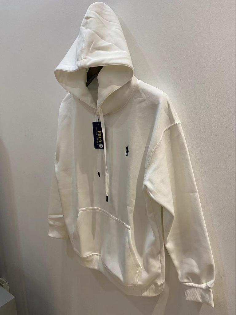 Men's Autumn/Winter Ralph Lauren Embroidered Logo Hooded Sweatshirt with Velvet Lining and Zipper.