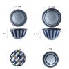Japanese Style Blue and White Porcelain Dinnerware Sets for One Person Dinner Include Bowls, Plate, Chopsticks, Dishes Set Ceramic Gift Box Set of 6