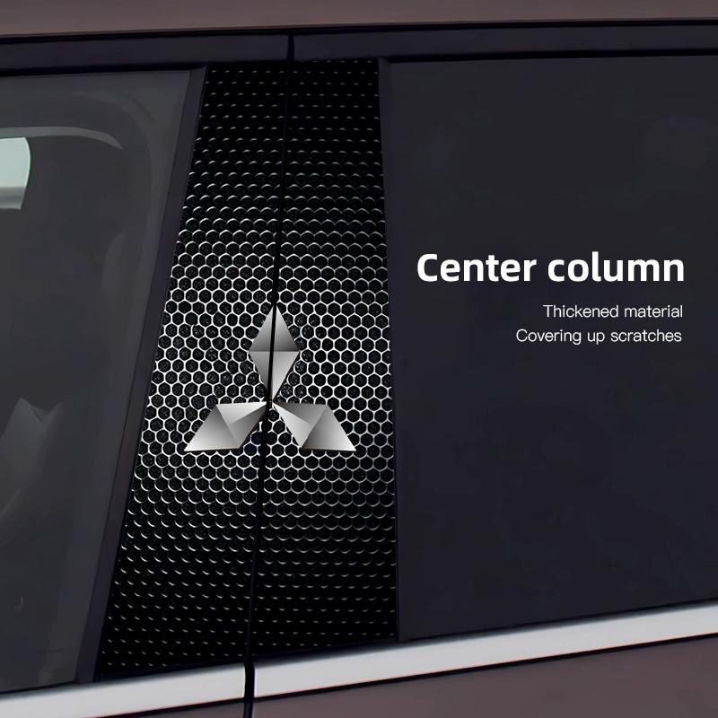 2Pcs Car Center Pillar Stickers Auto Logo B-Pillar Decals Decorative For Mitsubishi L200 ASX Pajero Outlander Xpander Lancer EVO