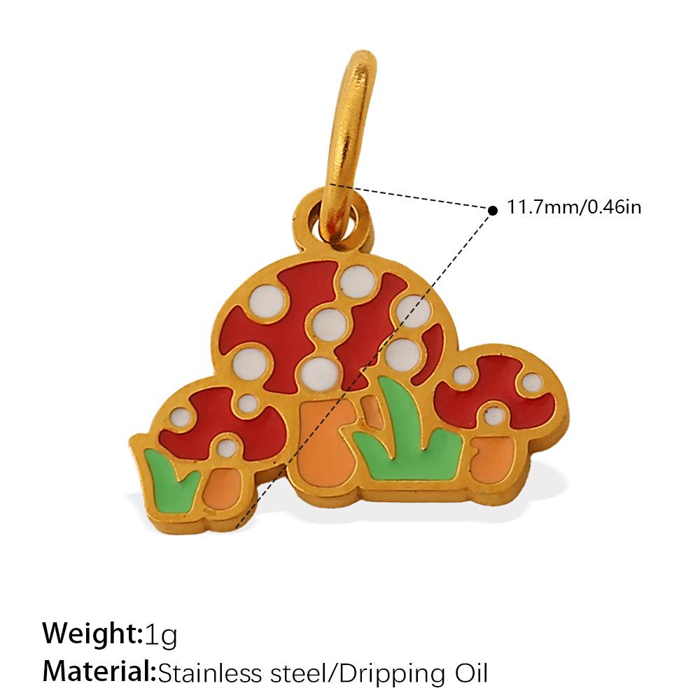 Adorable Multi-Shape Mushroom Pendant with Colorful Drip Oil Design