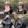 Summer Bucket Hat UV Protection Couple Shawl Fishing Hats Hollow Mesh Sun Protection Big Brim Caps Face Sunscreen Climbing Cap
