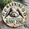 Funny Bunny Zone Warning Sign Metal Wall Art Easter Decor Home