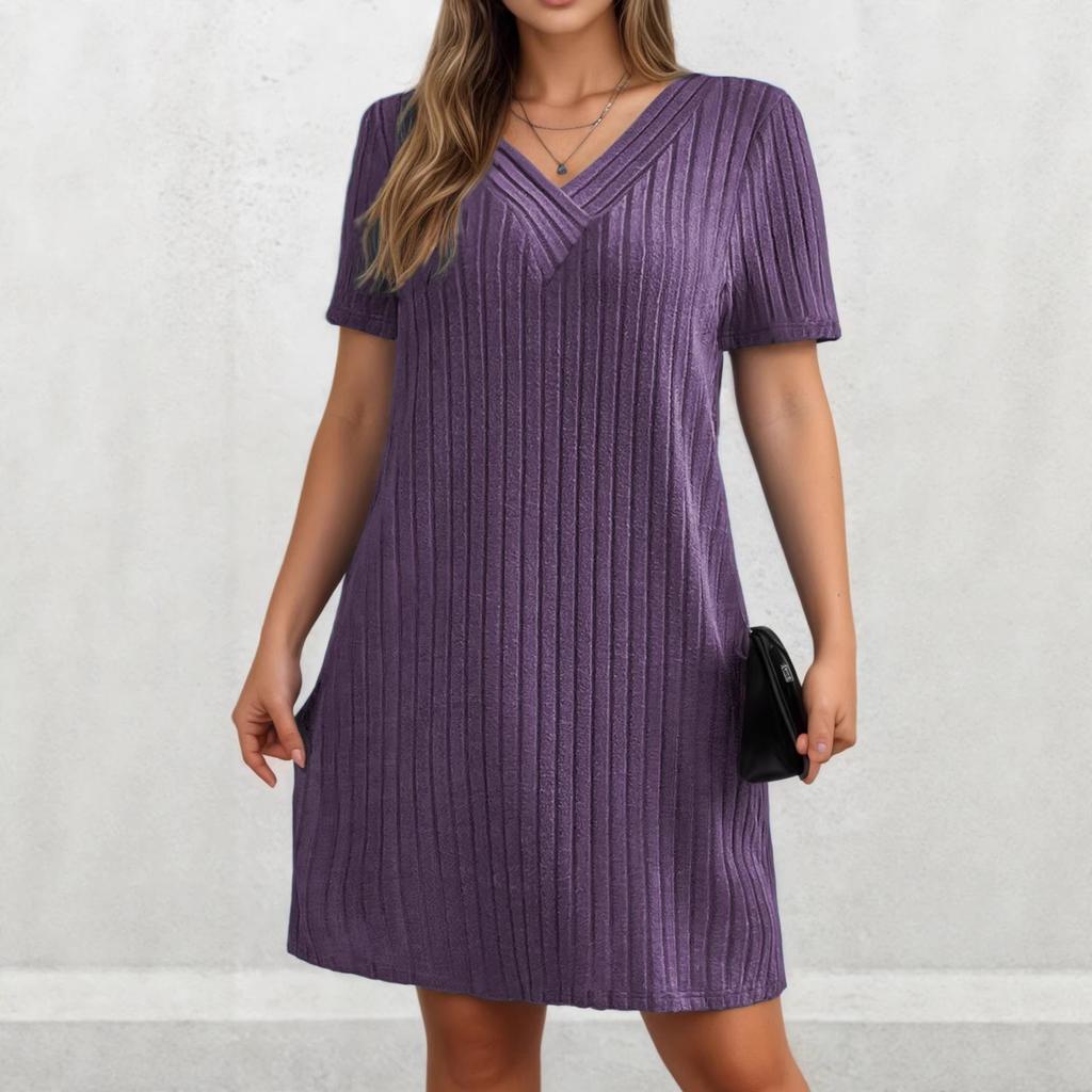 Summer New V-neck Short Sleeve Dress Elegant Plus Size Women's Dress For Leisure Wholesale