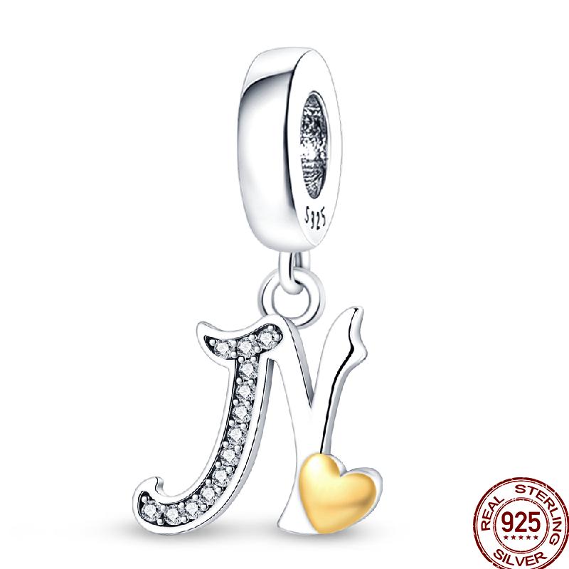 copper 26 Letter Collection Lucky Letters Sparkling Zircon Love Bead Charms Charm Suitable Ideal For 3MM Authentic Bracelets