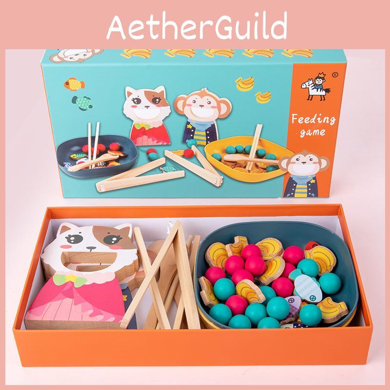 Preschool Feeding Game Toy With Wooden Material Cognitive Skills Interaction