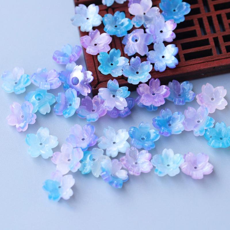 10-50pcs 11mm Resin Flower Petal Beads Caps Cherry Blossoms Charms Pendants Loose Spacer Bead for Jewelry Making Components DIY