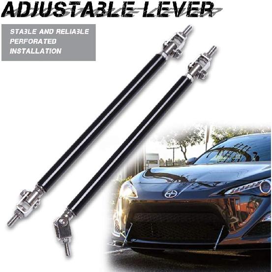DREAMIZER 2× Universal Front Bumper Lip Support Splitter Rods Adjustable 8"-11" Strut Tie Bar Support Car Body Kit Support Rear Wing Strut Rod for