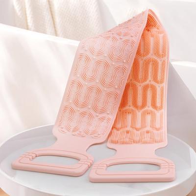 Long Strip Silicone Back Scrubber Towel Extended Double-sided Bath Scrubber Belt with Double Handle Foldable