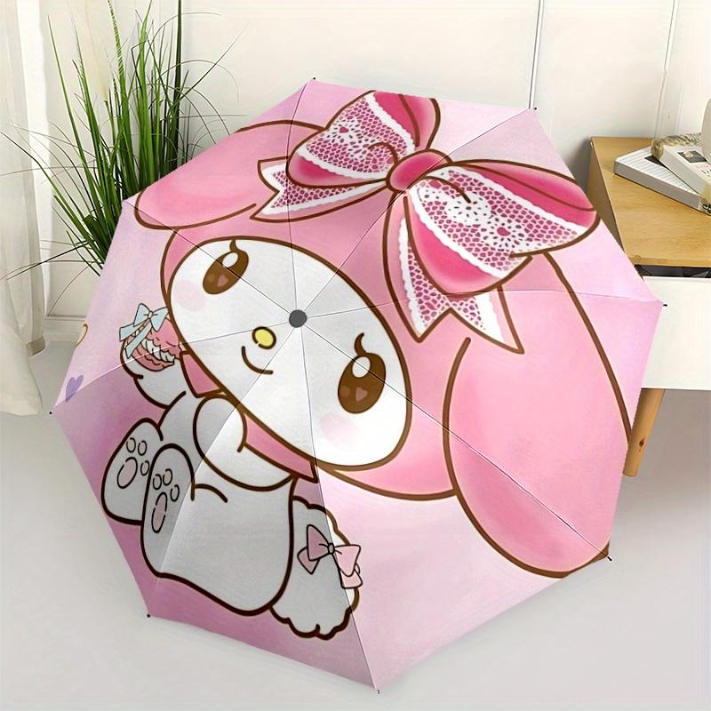

1pc My Melody & Macaroon Pattern Beautiful Looking Automatic Folding Umbrella, 3 Folding, 8 Pole Frame Design, Durable and Suitable for Travel and Dai