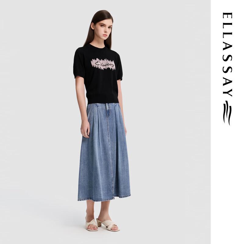 ELLASSAY Women's Embroidered Pullover Knit Top