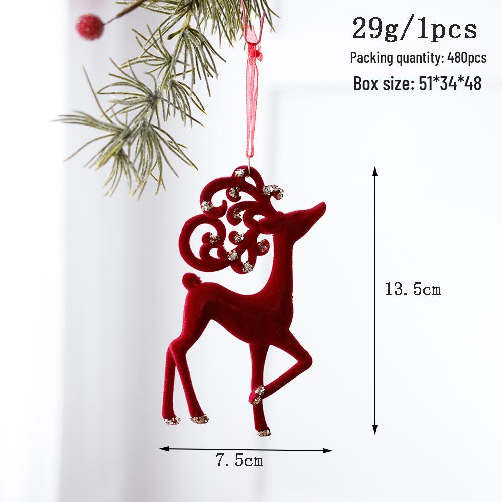 Burgundy Flocked Bow Reindeer Christmas Tree Ornament
