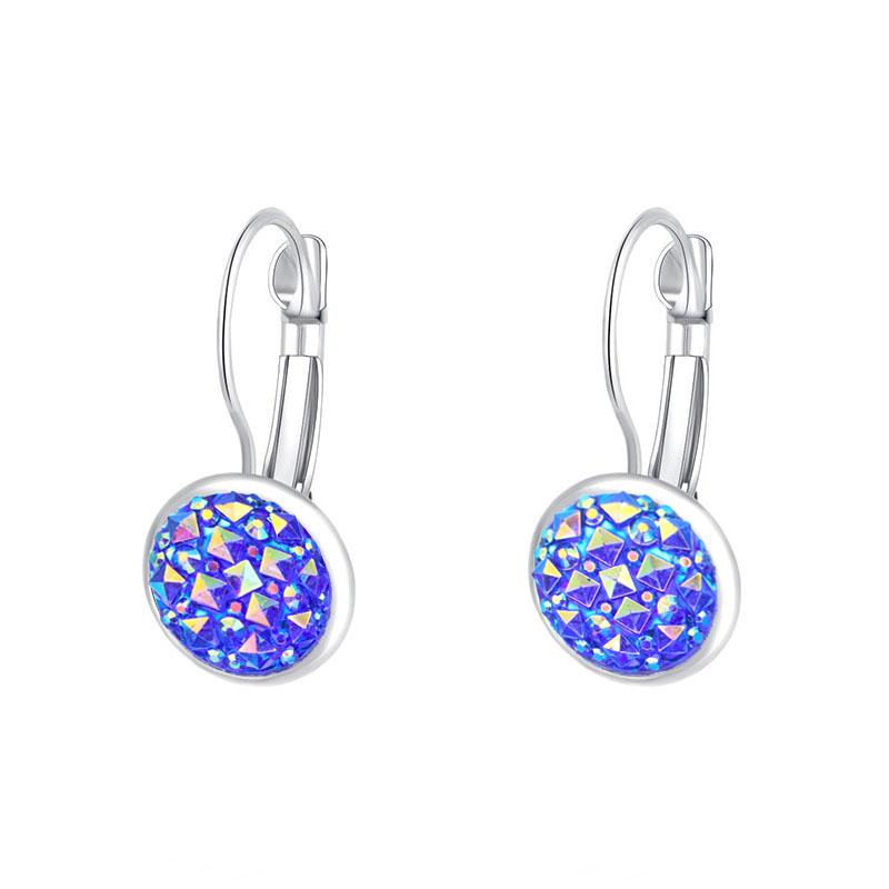 Simplee Koreanische Mode Ohrringe mit rundem Stein für Damen Kupferfarbe Hängeohrring 2023 Trend Zirkon K-Pop Accessoires